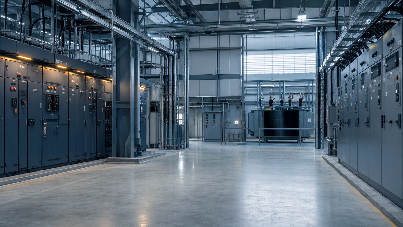 Elektrik panosu ve endüstriyel tesis arka planı